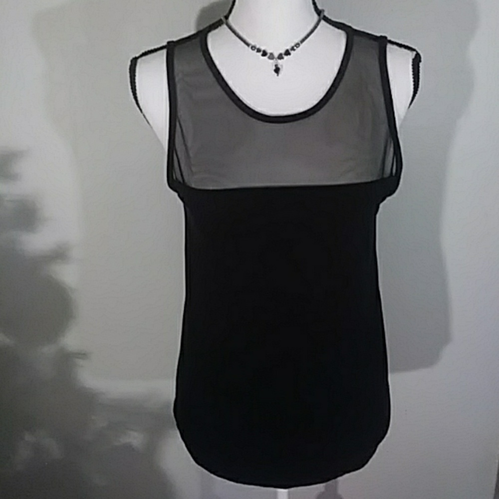 Forever 21 Black Top w Sheer Inlay Medium